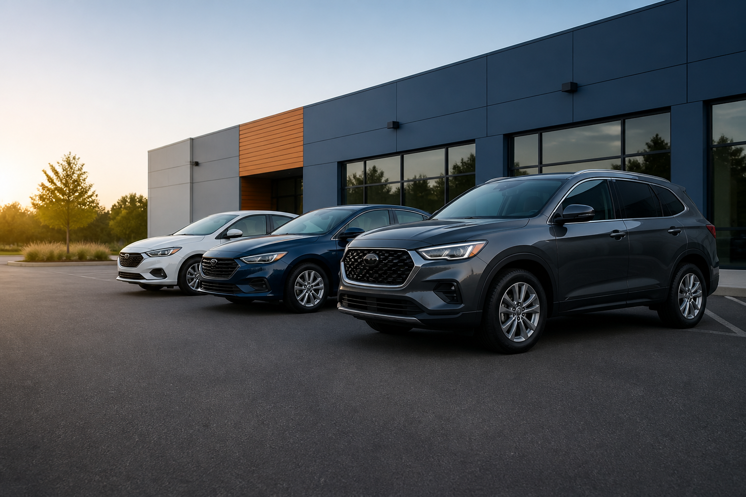 Illustrative preview of cars at a dealership